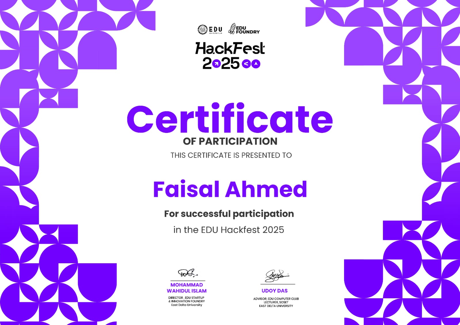 Hackathon Participation Certificate