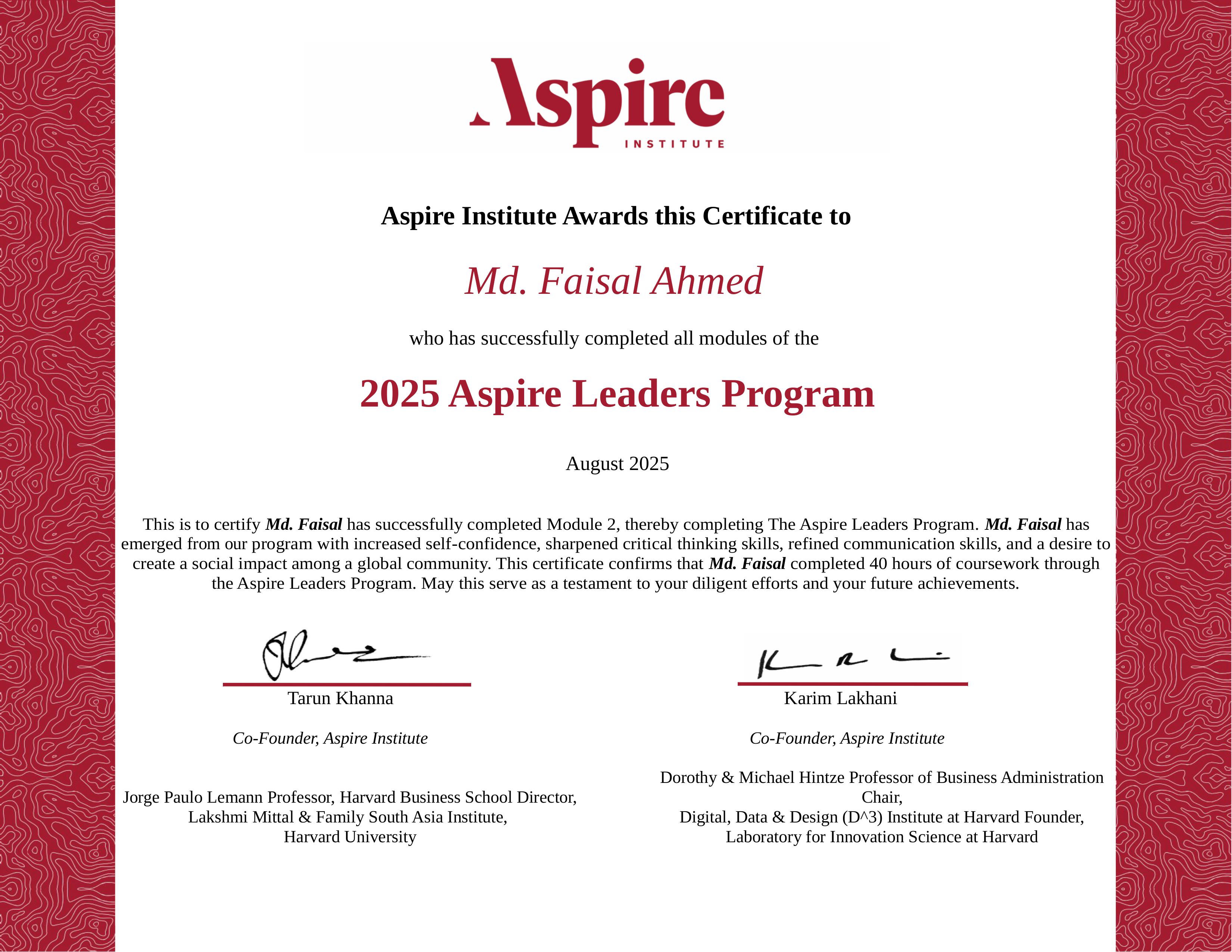 Aspire Leadership Certificate
