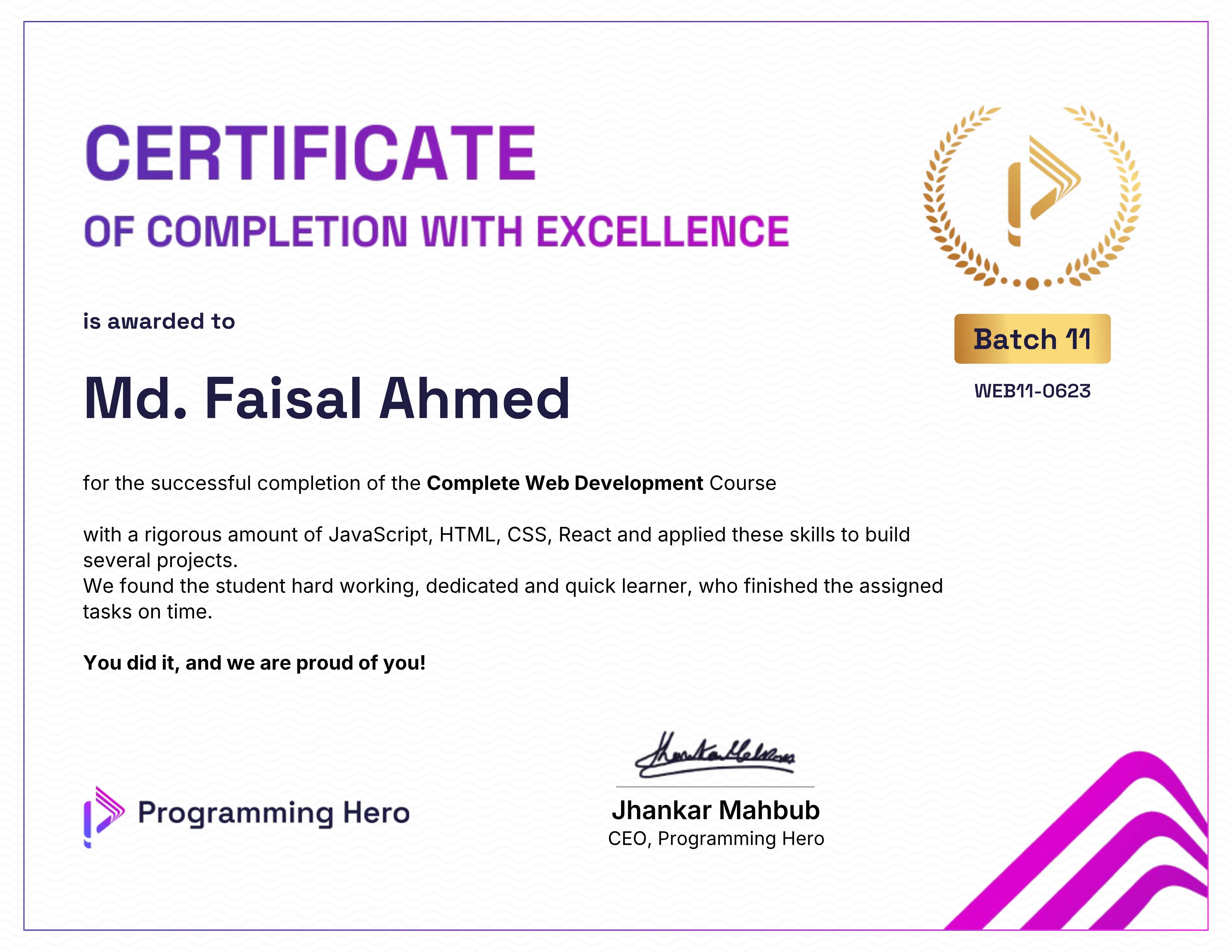 Full Stack Development Certificate